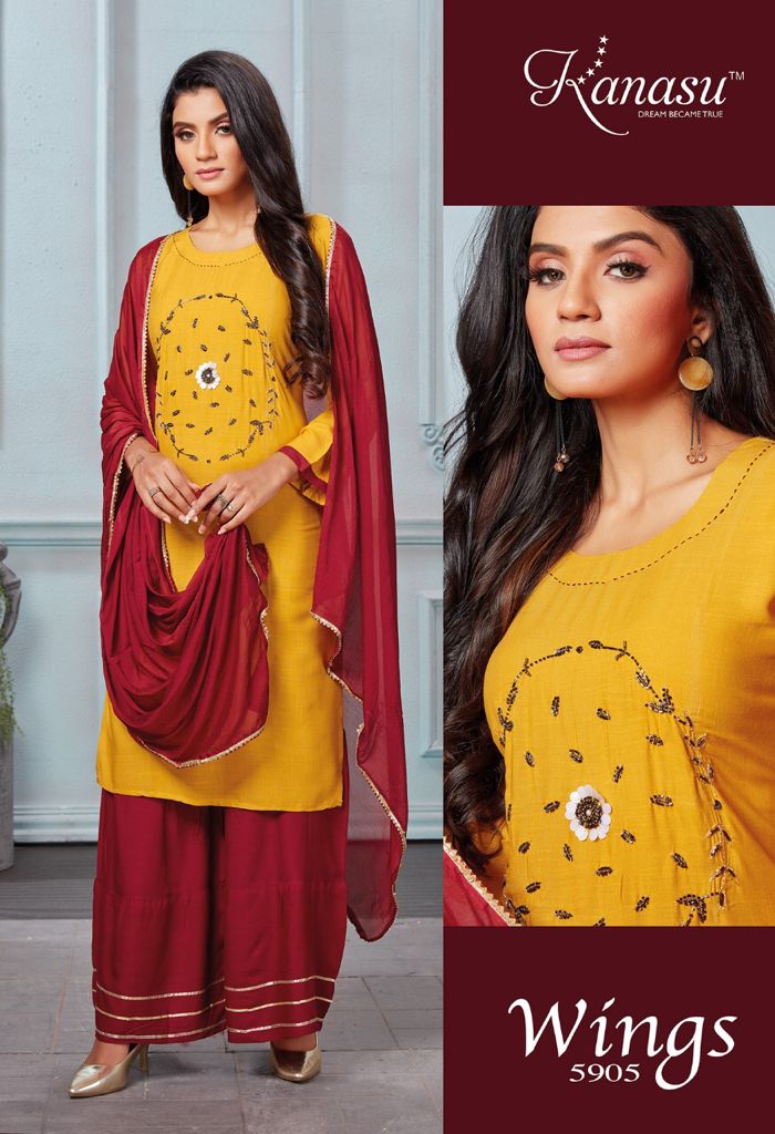 Kanasu Wings Festive Wear Rayon Printed Designer Ready Made Collection